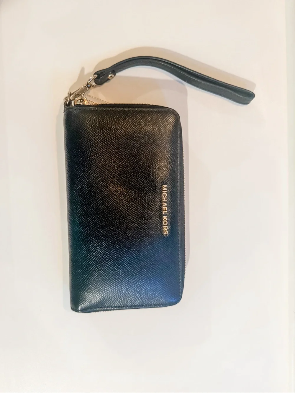 Michael Kors Black Leather Zip Wallet with Wristlet